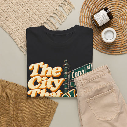 NYC 'The City That Never Sleeps' Tee — Canal St Street Sign Graphic