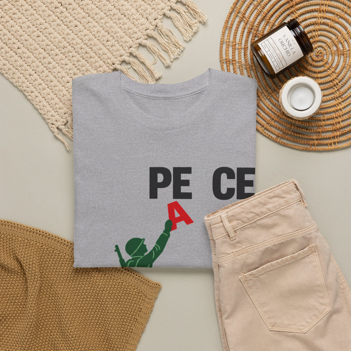Peace or War Tee — Soldier Holding 'A' Graphic Tee