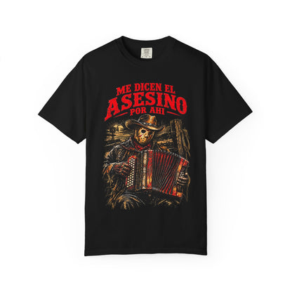 Me Dicen El Asesino Skeleton Accordion Player Graphic T-Shirt