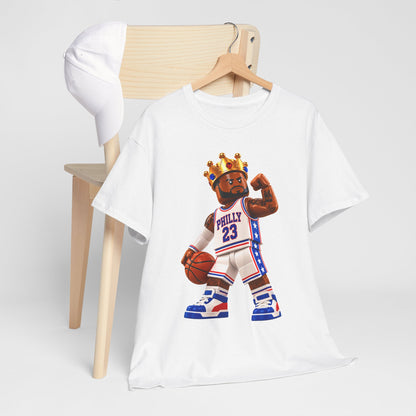 Bron Hoop Tee -Philly King Basketball T‑Shirt – Retro Basketball Player Graphic Tee