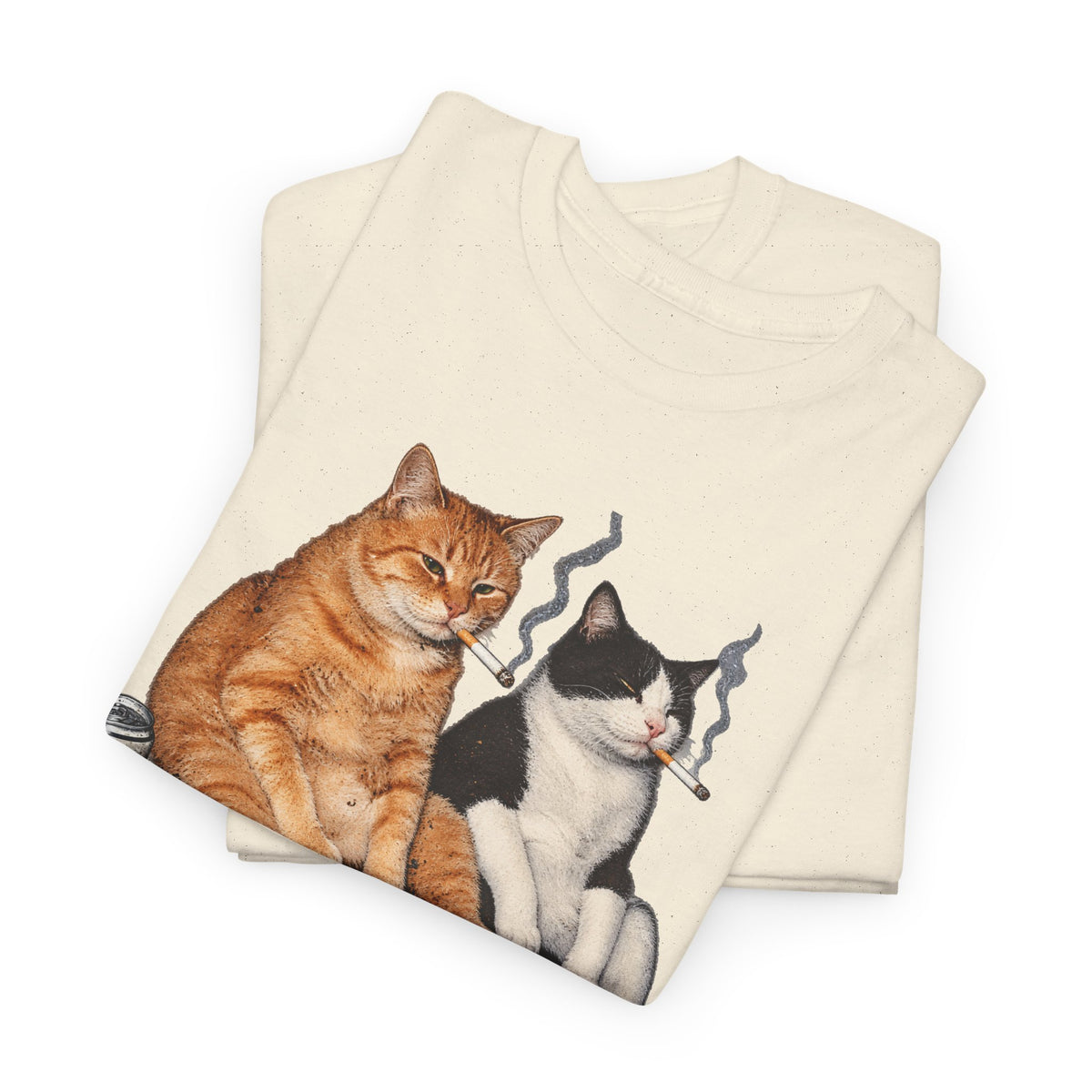 Cat Duo Tee — Relaxed Cats with Coffee Illustration