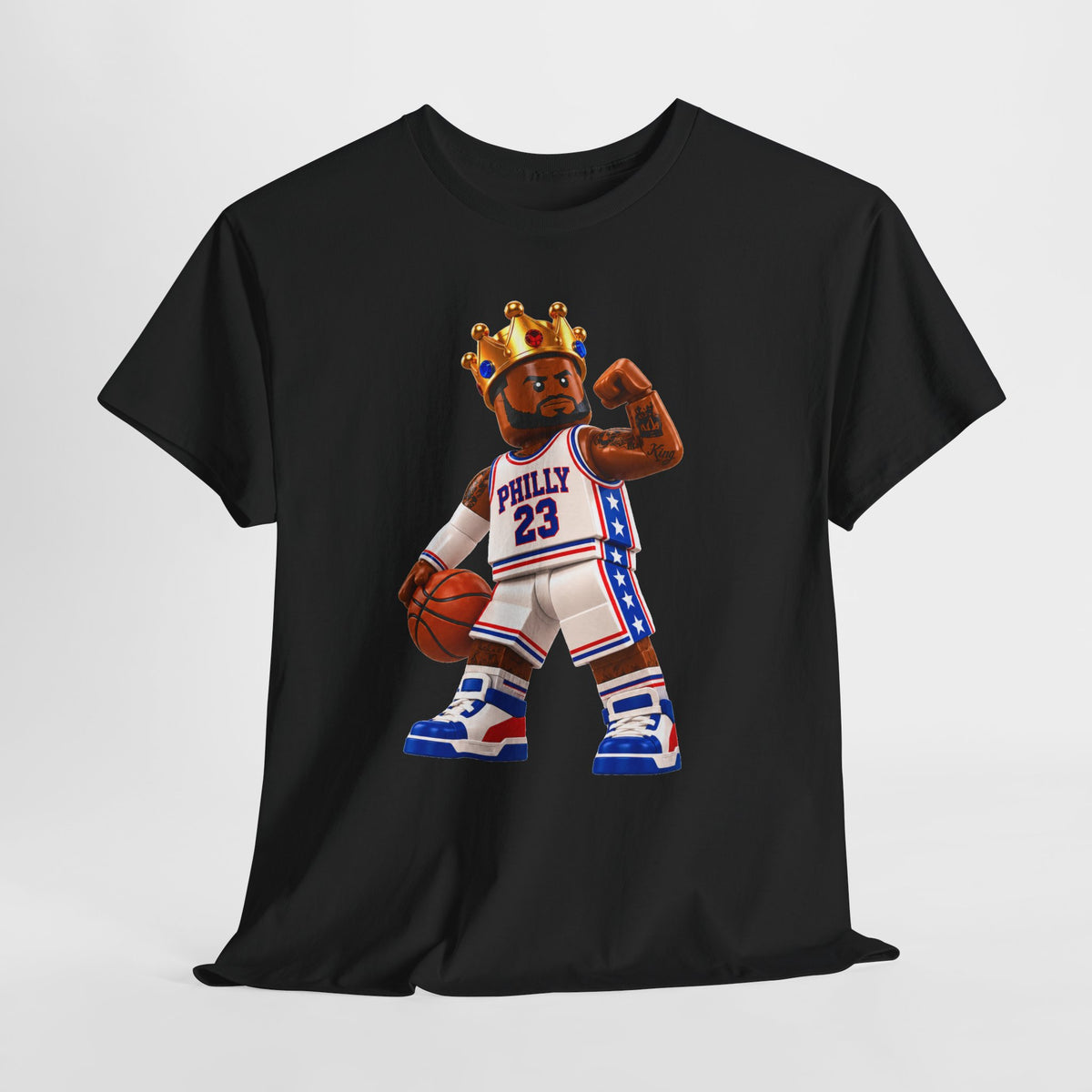 Bron Hoop Tee -Philly King Basketball T‑Shirt – Retro Basketball Player Graphic Tee