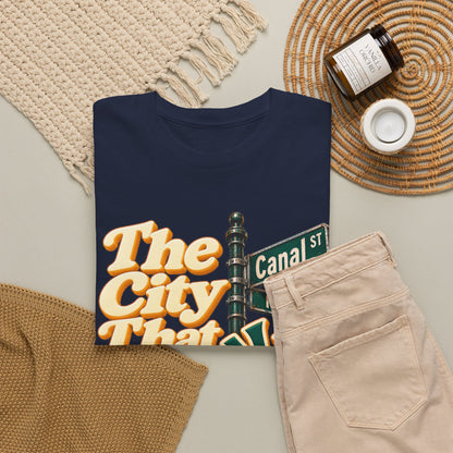 NYC 'The City That Never Sleeps' Tee — Canal St Street Sign Graphic