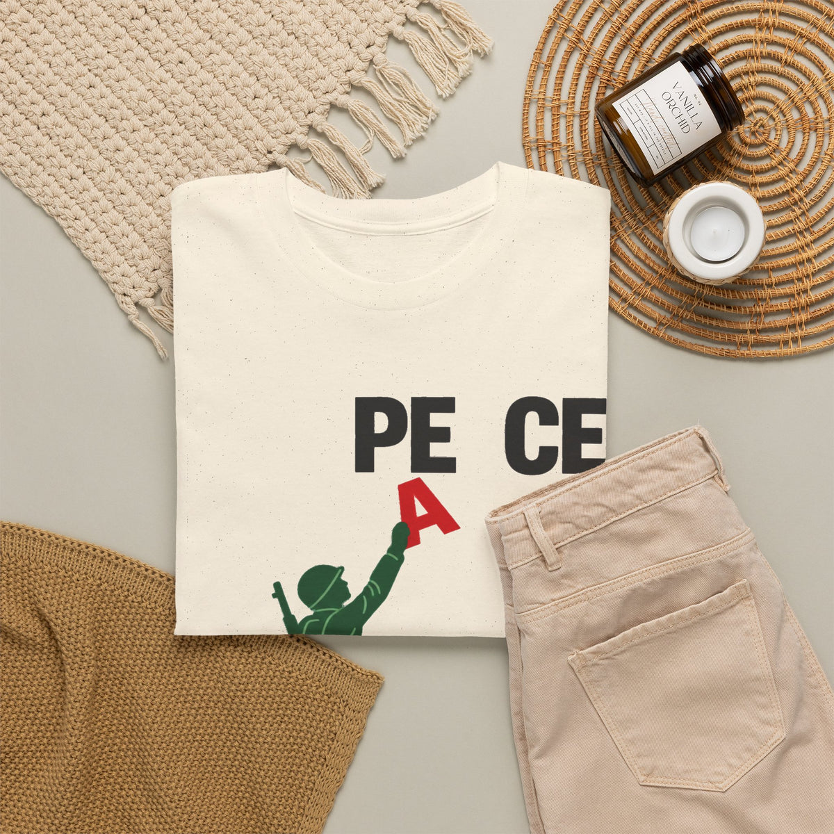 Peace or War Tee — Soldier Holding 'A' Graphic Tee