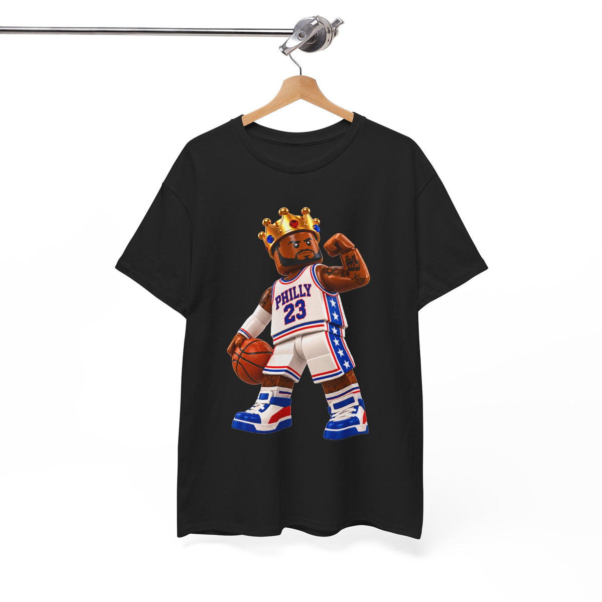 Bron Hoop Tee -Philly King Basketball T‑Shirt – Retro Basketball Player Graphic Tee