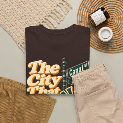 NYC 'The City That Never Sleeps' Tee — Canal St Street Sign Graphic