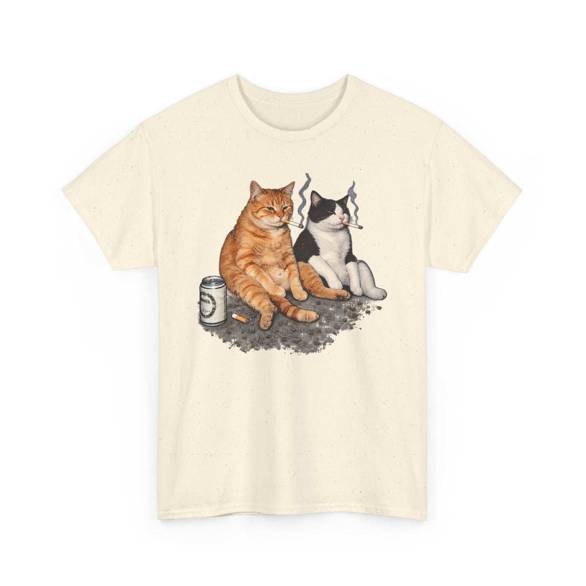 Cat Duo Tee — Relaxed Cats with Coffee Illustration