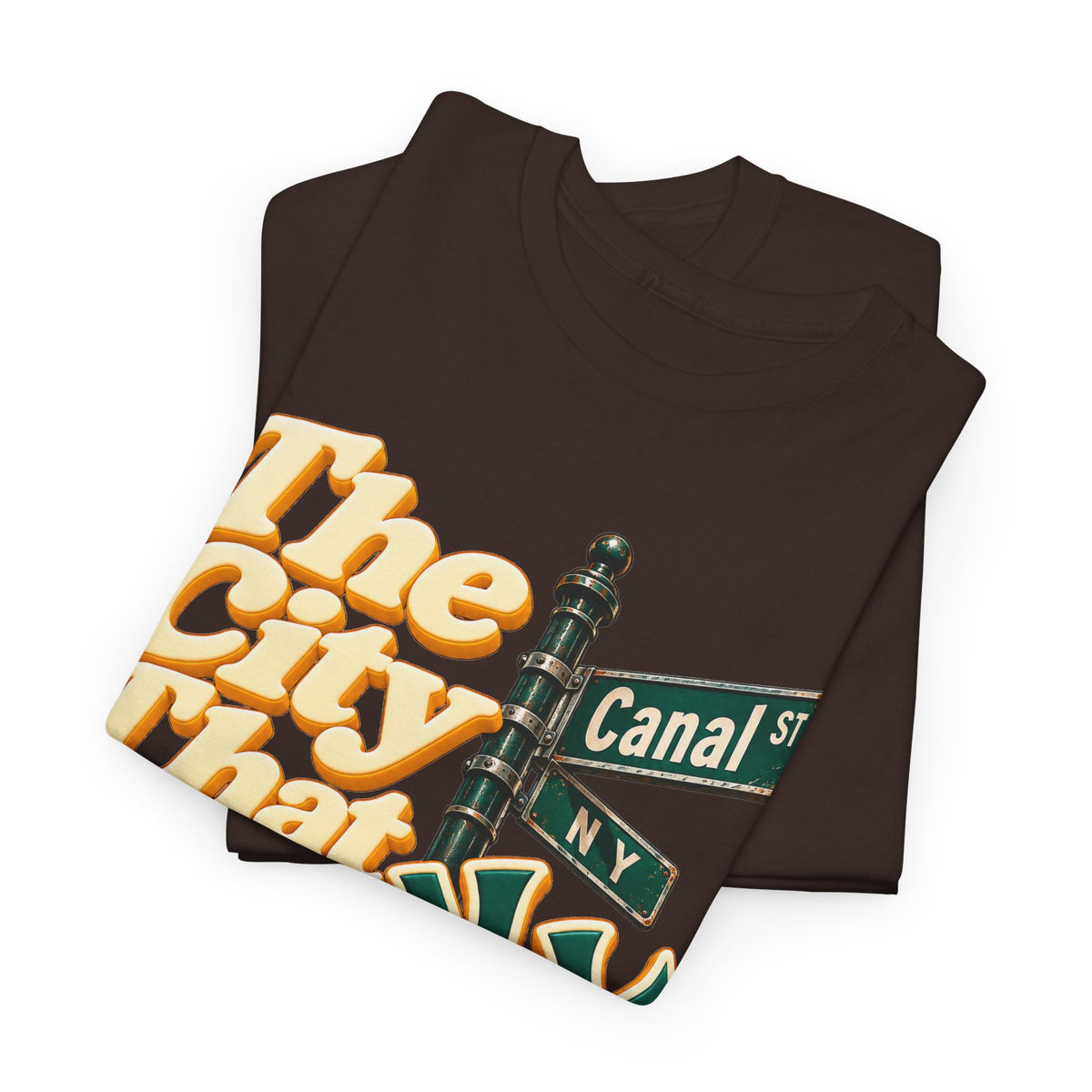 NYC 'The City That Never Sleeps' Tee — Canal St Street Sign Graphic