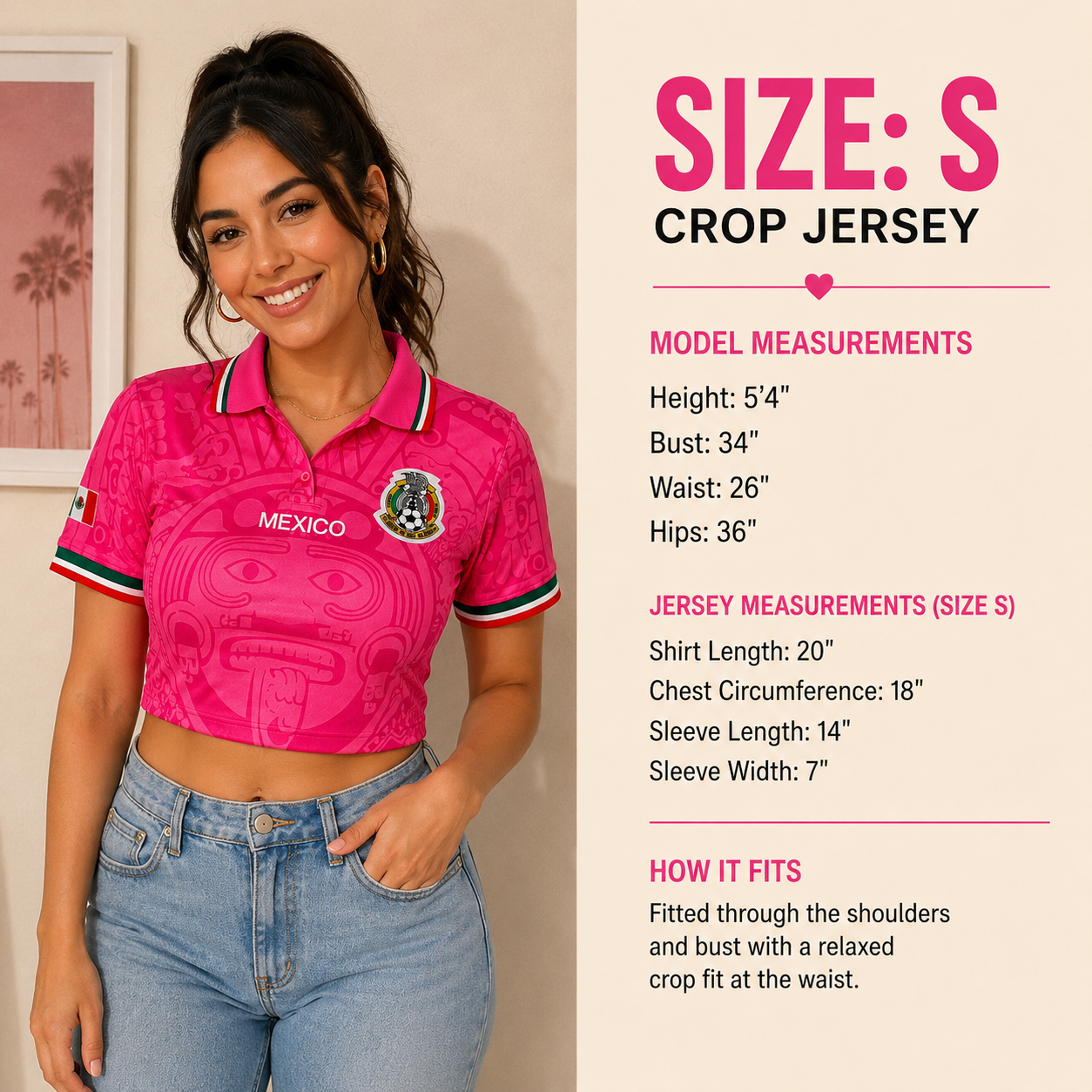 Mexico 2026 Pink 98 Inspired Jersey -Crop Top